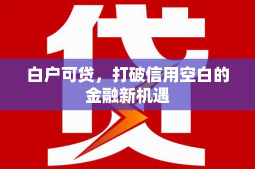 施秉白户可贷，打破信用空白的金融新机遇