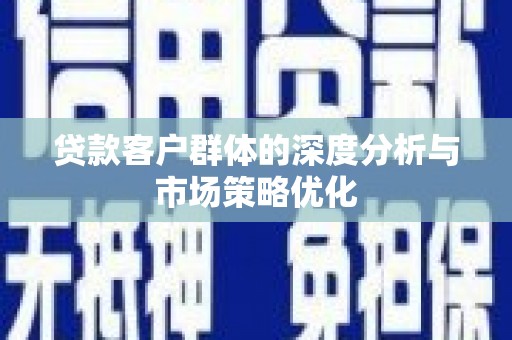 施秉贷款客户群体的深度分析与市场策略优化