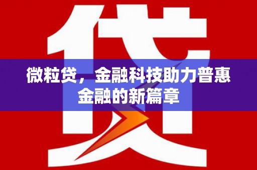 施秉微粒贷，金融科技助力普惠金融的新篇章