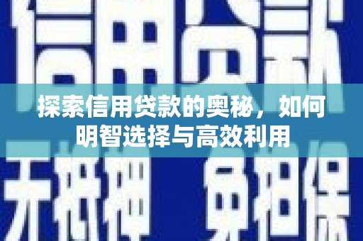 施秉探索信用贷款的奥秘，如何明智选择与高效利用